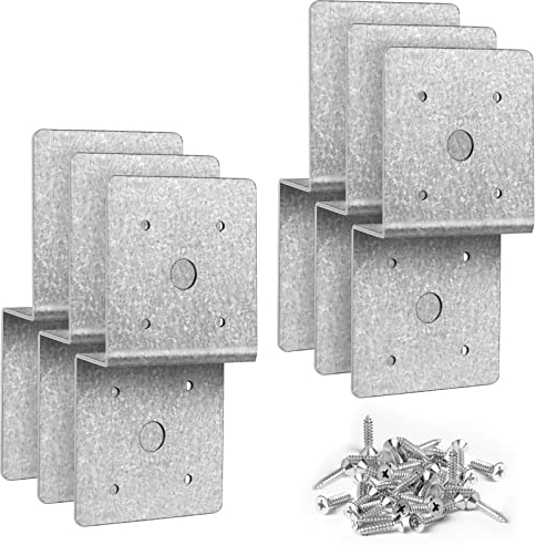 6 PCS Metal Z Bracket ,for 2x4 Cross Joist and 4x4 Post,Metal Joint Corner Brace Support Pergola Brackets for Roofing Trusses Wood Timber Connectors , Furniture(Including Screws)