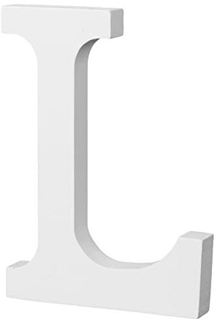 10cm Stehende Holzbuchstaben, leichte Naturholz-Alphabet-Buchstaben Große Holzbuchstaben zum Basteln, unbehandelte Holzdekorationen für Zuhause, Wand, Party, Dekoration, DIY-Projekte (L, Weiß)