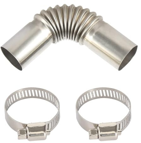 FASBET Stainless Steel Exhaust Pipe Elbow Connector 25MM Exhaust Pipe Gas Vent Hose with Two Stainless Steel Clamps for Diesel Heater