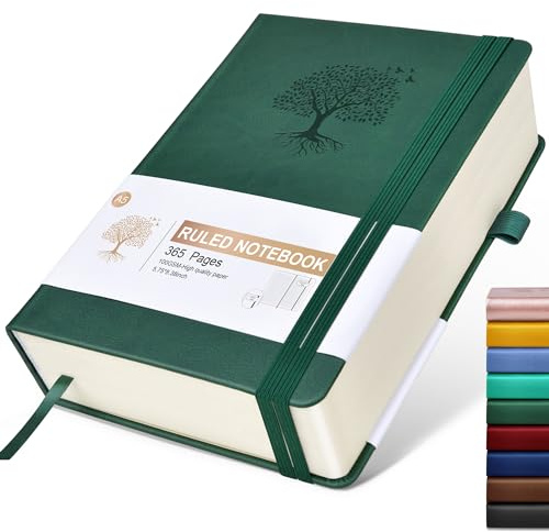Liniertes Tagebuch, 365 Seiten, A5, dicke Tagebücher zum Schreiben, liniertes Notizbuch, Hardcover, Leder-Tagebuch für Damen und Herren, Tagesjournal, Notizbuch für Arbeit, Notizen, 100 g/m²