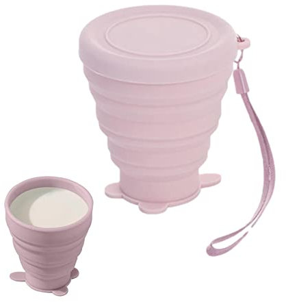 Fulenyi Foldable Travel Mug | Reusable Silicone Water Cup | Portable Camping Mug | Expandable with Lid and Strap | Food Grade Cup for Drinking