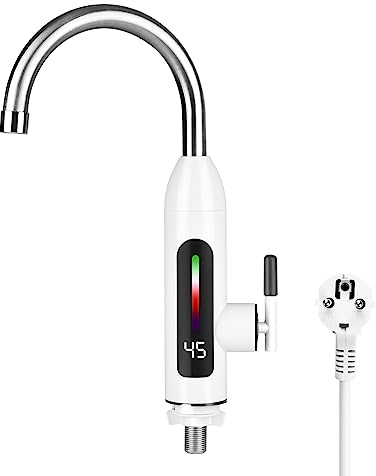 Robinet électrique 220 V avec chauffe-eau instantané, Instantané Electrique LED Robinet chauffe-eau rotatif à 360° Robinet de cuisine Robinet 3000W pour Cuisine, Jardin, Salle de bain, Caravane