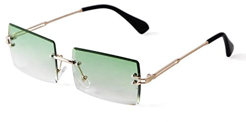 ADEWU Lunettes de soleil rectangulaires sans monture pour homme et femme Lunettes rétro vintage UV400 Unisexe Ultra légères