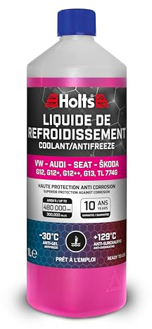 Holts HAFR0005B Antifreeze Coolant for Car VW-Audi-Seat-Skoda G12, G12+, G12++, G13, G12 EVO 10-year 300k mile long life protection to -30°C, Pink, 1 Litre