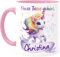 Cupdarling® Tasse Licorne Personnalisée - Mug Enfant avec Prénom Pour Fille - Rose - Cadeaux Licorne - Tasse De Noël - Cadeaux Personnalisés Enfants - Gobelet Enfant en Céramique 330ml