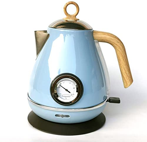 PACUM Retro Electric Kettle With Temperature Control 1.7L Tea Kettle With Led Light Hot Water Boiler Auto Shut Off Stainless Steel Anti-dry Protection (Blue) (Blue) vision