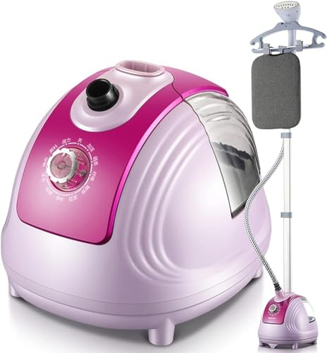 Vertical Garment Steamer, Steam Press Iron Standing Steam Garment Steamer 35S Quick Wrinkle Removal 10 Stalls Steam Modes With 1.8L Water Tank (Color : Pink)