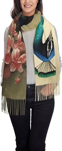 Oriental Peacock Damen-Schal, klassischer Quasten-Pashmina-Schal und Wickel, weicher Herbst-Winter-warmer Schal
