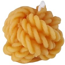 Bienenwachskerze - Wollknäuel Kerze 4 cm aus 100% reinem Bienenwachs - Honigkerze - Bienenwachs Wolle