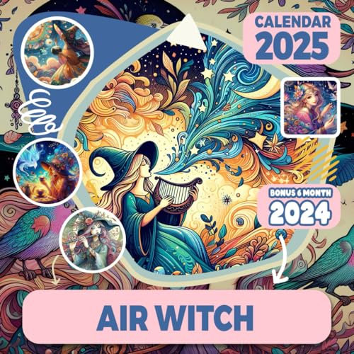 Air Witch Calendar 2025: 18-Month Covering Jul 2024 to December 2025, Bonus 6 Months 2024 ,with Holidays, Large Note Sections, Great Gift For Organizing & Planning
