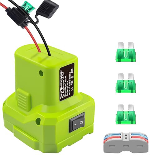 Power Wheel Adapter for Ryobi 18V Battery Power DIY Adapter, with Fuse & Wire Terminal,14 Gauge Wire, 30Amp Fuse and Switch Button, for DIY RC Trucks, RC Toys, Robotics