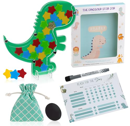 Reward Chart Dinosaur Reward Jar for Kids, Potty Training Reward Chart Toddler Boys/Girls, Behaviour Charts for Children, Toilet Training Reward Chart, Magnetic Reward Jars Classroom, Star Chart