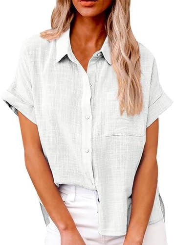 Women's Tops and Blouses Women's Blouses & Shirts Women's Long Sleeve Button-Down Shirt Summe Flowy Long Sleeve Floral Blouses for Women Long Sleeve Cotton T Shirts for Women White M