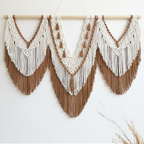 Tapiz de macramé grande para colgar en la pared, tapiz bohemio de macramé, decoración de pared, elegante, bohemio, hecho a mano, para decoración del hogar, dormitorio, sala de estar, apartamento, boda