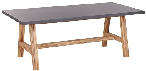Beliani Gartentisch Faserzement grau rechteckig 200x100 cm mit Holzbeinen modern Tonnare