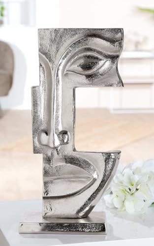 Casablanca Skulptur Big Lips, Aluminium, silberfarben, antikfinish, Gesichtsmotiv, H40cm B21cm T9cm - Deko, Kunst, Wohnaccessoire, Geschenk