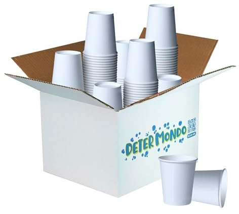 DETERMONDO Bicchieri Carta Bianchi Monouso Grandi 250 ml Usa e Getta, Termici Ideali Per Acqua, Caffè, Cappuccino, Tisane e Bevande Calde Compostabili e Riciclabili 1000 pz