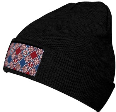 zerosevenee Apple Leaf Wintermütze für Damen und Herren, schwarz, Slouchy Beanies, Strickmütze, Totenkopfmütze, Anker-Kompass, Einheitsgröße