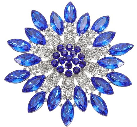 PATIKIL Broche de Tournesol en Strass, Broche de Fleur en Diamant de Cristal pour Femmes Costumes Vêtements Robe Bouquet Manteau Chapeau Sac Artisanat Fête, Bleu