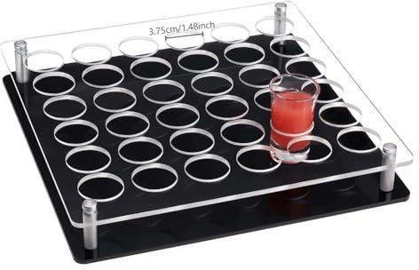 nbeads 36 Shot Glas Tablett-Halter, Acryl Schnapsgläser-Halter Weinglas Tasse Serviertablett Tassen-Organisator Shot Glass Display Bar Zubehör für Party Bar Club, Loch: 3.75cm