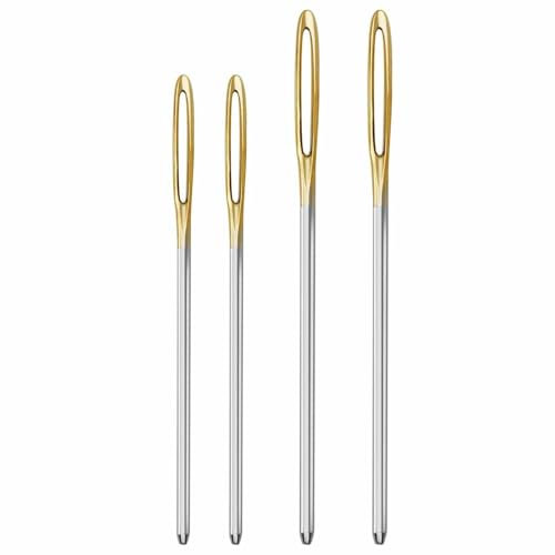 4 Pieces Blunt Steel Large-Eye Needles - Perfect for Sewing, Yarn Knitting, Tapestry, Darning or DIY Crafting - Includes Bodkin Needle and Darning Needles for Wool,Needles for Sewing