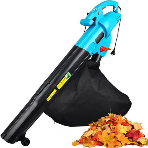Trinciafoglie Elettrico, Trituratore da Giardino da 3000 W con 8000-14000 Giri/Min e Sacco di Raccolta da 45 Litri, Cippatore per Compost con Rapporto di Frantumazione 15:1, per Prati, Terrazze
