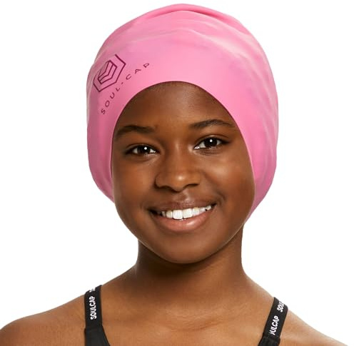 SOUL CAP JR – große Badekappe für Kinder – designt für langes Haar, Dreadlocks, Weaves, Extensions, Zöpfe, Locken & Afrohaar – Silikon