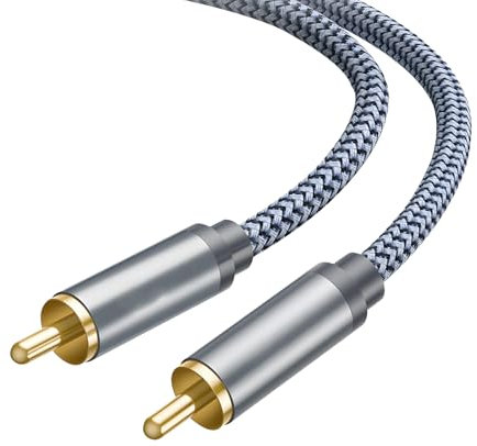 Cavo Rca Audio Alta Qualità Placcati Oro 24K, Cavo Ottico Audio Digitale Universale, Cavi Rca Jack Maschio per Home Theater, HDTV, Coassiale, Subwoofer, Sistemi Hi-Fi (3 m)