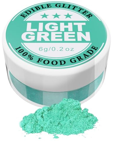 Essbarer Glitzer - 6g Lebensmittelfarbe Pulver für Schokolade, Erdbeeren, Cupcakes, Kuchen, Fondant (Green)