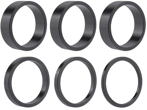 Desenda 6 PCS Headset Spacers 1 1/8 Aluminum Alloy Bike Headset Spacers for MTB BMX Road Bikes 2mm 3mm 5mm 10mm (Black)
