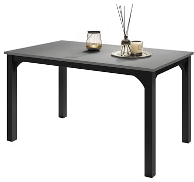 Mirjan24 Tisch für Esszimmer Fagab 140, Rechteckiger Esstisch, Ausziehbarer Tisch für Küche, L:140-178 x H:76 x B:80 cm, Küchentisch, Esszimmertisch (Schwarz/Hellgrau)