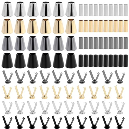 64 pezzi corde in metallo, tappi per corda, punte per lacci, 2 stili, 4 colori, per lacci per scarpe, felpa con cappuccio, coulisse, pantaloni casual, zaino