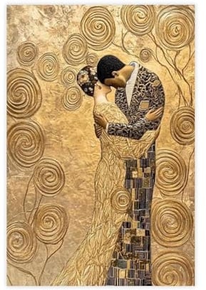 GOIAEGAG Klimt inspirierter Kunstdruck auf Leinwand, Wandkunst, Dekordruck, Bild Gemälde für Wohnzimmer, Schlafzimmer, Dekoration, 30 x 45 cm