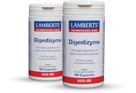 Pack x2 | Lamberts Digestizyme, Enzimas Digestivas, Cápsulas Vegetales, Complejo Multienzimático, Sin Gluten, Sin Lactosa, Para Digestión | 100 Cápsulas | LAMBERTS