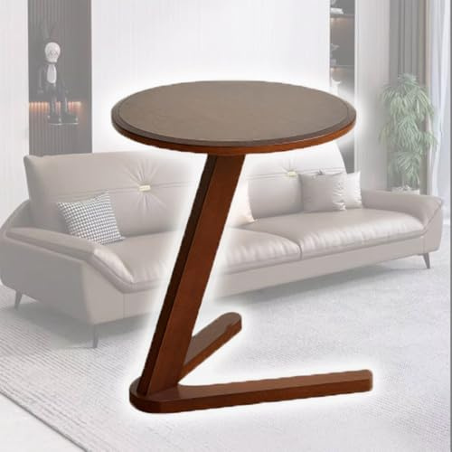 MJMLUCK Wood Round End Tables Portátil Side Table Small TV Tray Table Balcony Snack Table Rustic Couch Table for Bed Chair Corner Slide Under Couch (Walnut)
