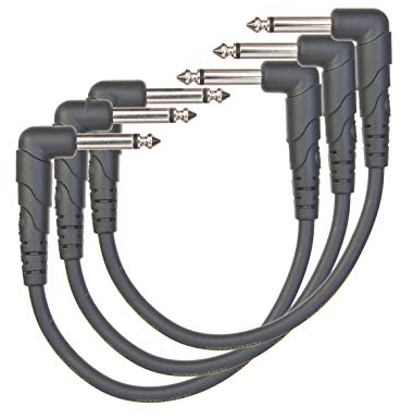 D’Addario Accessories Classic Series Guitar Patch Cables - Guitar Pedal Cable with ¼ Inch Ends - Durable & Reliable - Instrument Cable for Pedalboards - Right Angle - 0.5 feet - 3 Pack