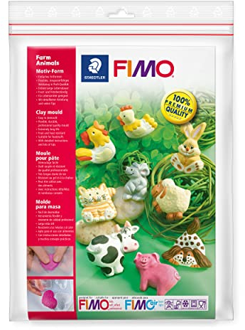 STAEDTLER - Fimo Accessoires - Polybag 1 moule - 9 Motifs Animaux de la ferme - 5x4 cm - 8742 01