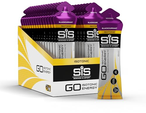 Science In Sport GO Isotonic Energy Gels, Running Gels with 22 g Carbohydrates, Low Sugar, Blackcurrant Flavour, 60 ml Per Serving (30 Pack)