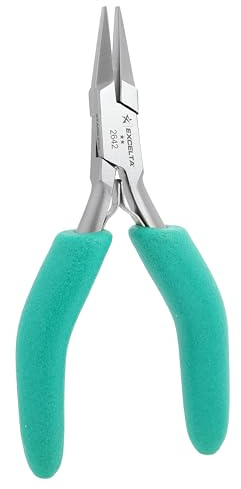 Excelta 2642 Precision Small Flat Nose Plier, 4.75 Inch Stainless Steel, Cushioned Foam Grips, Dual Leaf Springs, Ideal for Wire Straightening, Intermediate