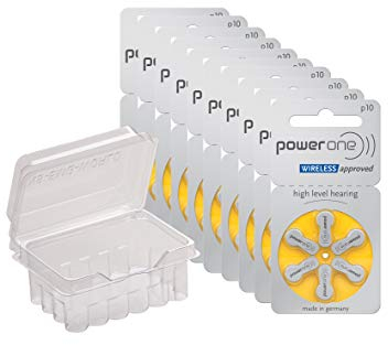 Power One Mercury-Free Size 10 Hearing Aid Batteries Zinc Air P10 PR70 (60 Total)
