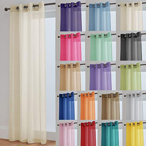 John Aird Lucy Voile Curtain - Eyelet - 1x Curtain Panel (Cream, 58 Wide x 90 Drop)