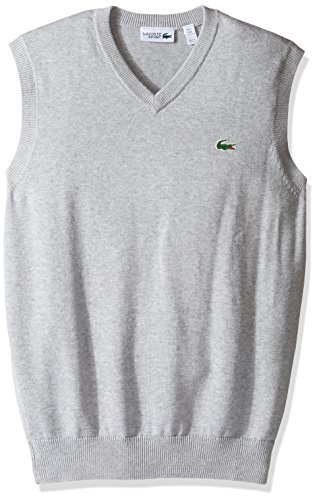 Lacoste Herren Golf Sweater Weste AH2118-51, Silberfarbenes Chine, Mittel