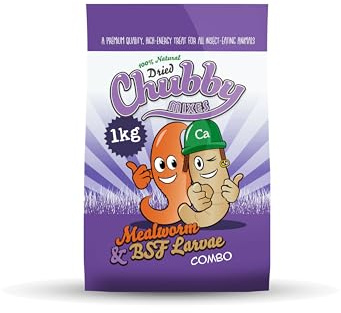 Chubby Mealworms Dried Mealworms and Calci Worm Mix (1kg), Dried Mealworm & Calci Worm, Calciworms Treats More Calcium than Meal Worm For Wild Birds, Protein Rich for Birds, Reptiles