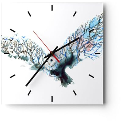 ARTTOR Moderne Wanduhr 40x40cm Quadrat Glasuhr Natur Tiere - 3122