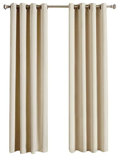 Rose Home Fashion Verdunkelungsvorhang mit Ösen, 2 Stücke Vorhang Blickdicht, Vorhänge Blickdicht, Blickdichter Vorhang, Vorhang Verdunkelung für Schlafzimmer Wohnzimmer 245 x 140 cm (H x B)-Beige
