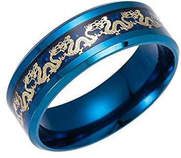 PAMTIER Bleu Celtique Titanium Acier Carbure Bague 8mm Hommes Bande De Mariage Poli Confort Fit Taille 52