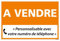 Panneau Immobilier Personnalisable à Vendre avec Oeillets aux 4 coins - Orange - Plastique rigide AKILUX 3,5mm - Dimensions 600x400 mm - Protection Anti-UV