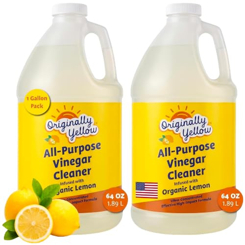 Originally Yellow All-Purpose Cleaning Vinegar for Home Floor Cleaning Solution with Distilled Vinegar | Infused with Organic Lemon | Plant-Based House Cleaning Supplies, 64 Fl Oz (2-Pack)