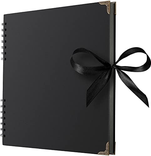 28 x 28 cm Sammelalbum mit 80 Schwarz Seiten Scrapbook-Album aus dickem Kraftpapier, lösungsmittelfreies Fotoalbum, Spiralalbum, gestalten Sie Ihr eigenes Fotobuch für Kunst- und Bastelprojekte