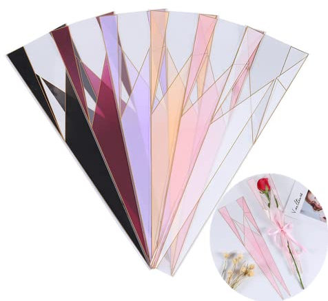 NatureMan120 Counts /6 Colors Single Rose Packaging Bag Flower Bouquet Sleeve Bag,Florist Bouquet Supplies,Waterproof Floral Wrapping Paper for Mother Day Valentine's Day 17.7 * 5 * 1.6inch